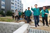 [NSP PHOTO]이상일 용인시장, 집중호우로 토사 유출된 공사 현장 안전 점검