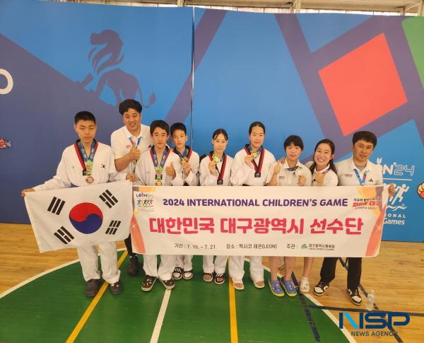 NSP통신-멕시코 레온에서 개최된 2024 국제청소년스포츠축제(International Childrens Games, 약칭: ICG)에 참가한 6명의 대구태권도선수단이 장거리 비행과 시차 적응도 되지 않은 힘든 상황에서도 금메달 4개, 동메달 2개로 전원 메달을 차지하며 태권도 종주국의 위상을 알렸다. (사진 = 대구시체육회)