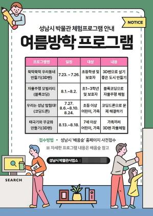 NSP통신-성남시 박물관 체험동 여름 방학 프로그램 안내 리플릿. (이미지 = 성남시)