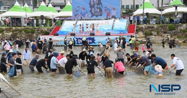 NSP통신-봉화은어 축제는 내달 4일까지 내성천 일원에서 열리며 은어 반두잡기, 은어 맨손잡기, 글로벌 어신 대항전, 청소년 은어 맨손잡기 대회, 전국 어신 선발대회 등 체험행사가 열린다. (사진 = 김오현기자)