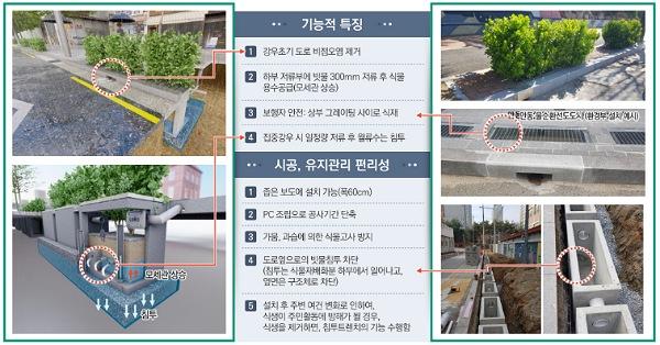 NSP통신-주요도로에 설치된 식물재배화분이 이번 집중호우 시 집수구역 내 빗물을 시간당 25.4mm 집수하고 침투시킴으로써 우수관의 보조역할을 해 침수대응에 큰 효과를 보였다. (사진 = 안동시)