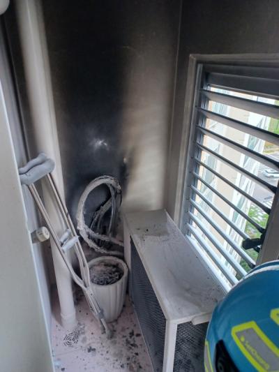 [NSP PHOTO]순천소방서 주택용 소화기로 아파트 에어컨 실외기 화재 초기 진화