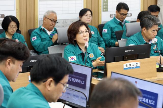 NSP통신-19일 안성시 을지연습 훈련 최초상황보고회에서 김보라 시장이 발언하고 있다. (사진 = 안성시)