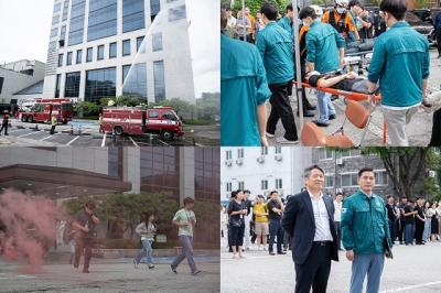 [NSP PHOTO]전북은행, 본점 화재대피 및 다수 사상자 처리훈련 실시