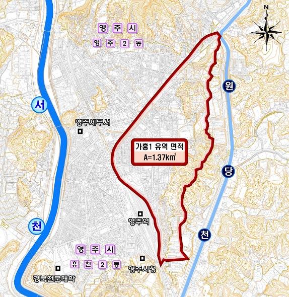 NSP통신-영주시 자연재해위험개선지구 정비사업 선정 국도비 430억원 확보, 침수피해지역 종합 정비, 자연 재난에서 안전한 영주시 건설 영주시 가흥지구의 경우 사업비 420억원을 투입해 휴천동 일원에 고지배수로 2㎞를 신설하고 우수관로 3㎞를 정비할 예정이다. (사진 = 영주시)