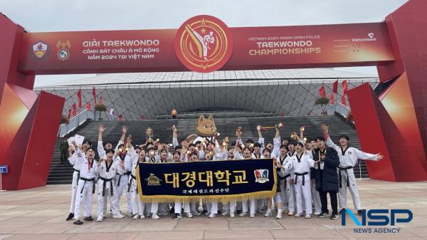 NSP통신-지난 6일부터 9일까지 베트남 꽝닌성 하롱 꽝닌 실내 체육관에서 개최된 2024 베트남 아시안 오픈 경찰 태권도 선수권 대회에서 금 46, 은 17, 동 2개를 목에 걸며 대경대 태권도가 품새와 앞차기로 자존심을 지켰다고 11일 밝혔다. (사진 = 대경대학교)