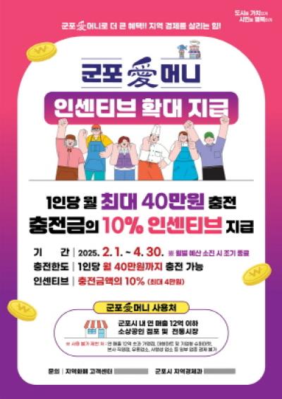 [NSP PHOTO]군포시, 4월까지 지역화폐 인센티브 10% 확대 지급