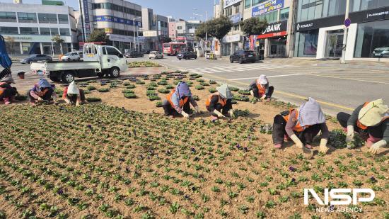 NSP통신-컨부두사거리 화단 식재 (사진 = 광양시청)