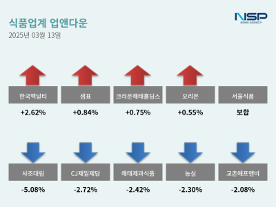 [NSP PHOTO]업앤다운식품주 하락한국맥널티사조대림
