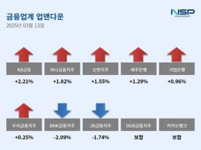 [NSP PHOTO][업앤다운]은행주 상승…KB금융↑·BNK금융↓