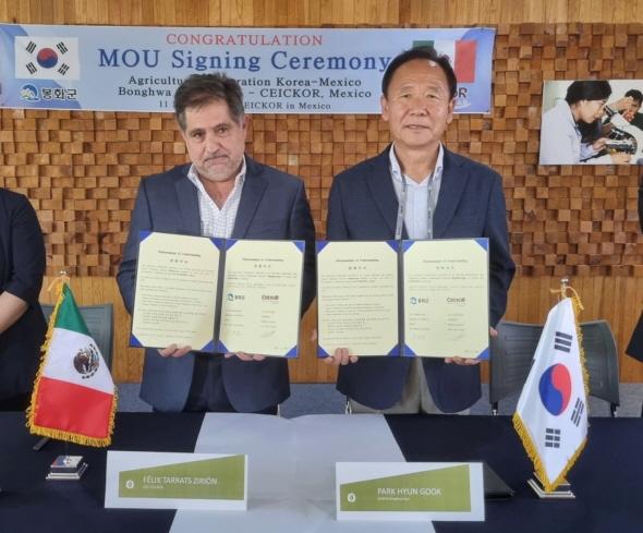 NSP통신-봉화군과 멕시코 세이코 농업대학, 스마트팜 분야 MOU 체결, 양 기관 연수생 교류, 원예분야 실용화 기술개발 협력 및 정보 상호교환 (사진 = 봉화군)