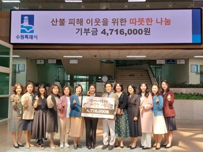 [NSP PHOTO]수원시어린이집연합회 산불 피해 이재민에 470만원 기부
