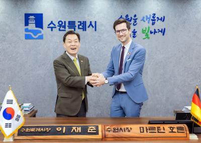 [NSP PHOTO]이재준 수원시장마르틴 호른 프라이부르크시장 교류협약 분야 확대