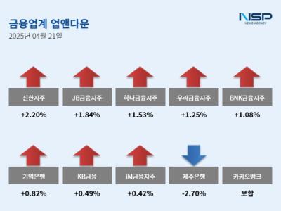 [NSP PHOTO][업앤다운]은행주 상승…신한지주↑·제주은행↓