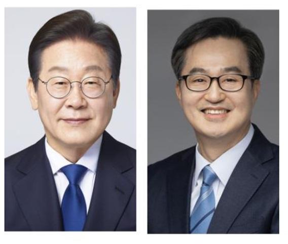 NSP통신-왼쪽부터 이재명 더불어민주당 대선 경선후보, 김동연 후보.