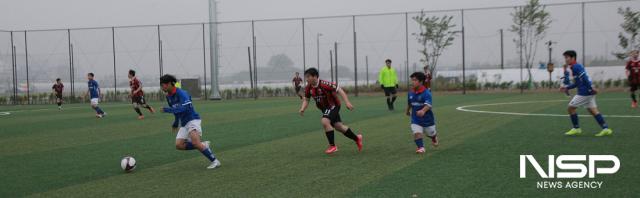 NSP통신-수원시 권선구에 위치한 황구지천생태수자원센터 축구장에서 전국장애인체전에 참가할 후보들이 경쟁하는 모습. (사진 = 김종식 기자)