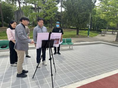 [NSP PHOTO]김현수 수원시 제1부시장 만석공원 어린이 자전거 연습장 점검