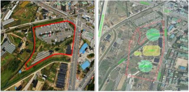 NSP통신-고양시 주교동 신청사 기존부지(좌)와 변경된 부지(우)