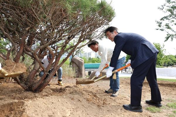NSP통신-이동환 고양시장의 기념수 식재 모습 (사진 = 고양시)