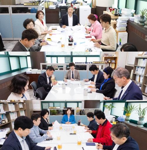 NSP통신-안산시의회 3개 상임위원회가 20일 각 상임위원장실에서 안산시 집행부와 간담회를 개최했다. 사진 위부터 이날 기획행정위원회와 문화복지위원회, 도시환경위원회가 간담회를 진행하고 있는 모습. (사진 = 안산시의회)