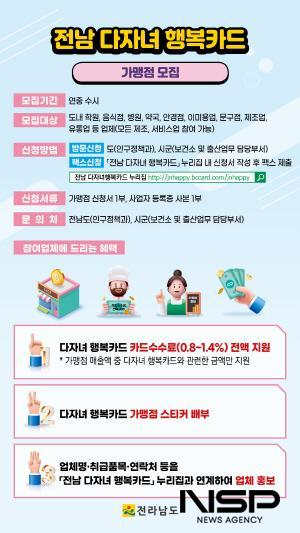 NSP통신-전남 다자녀행복카드 가맹점 모집 포스터 (이미지 = 광양시청)
