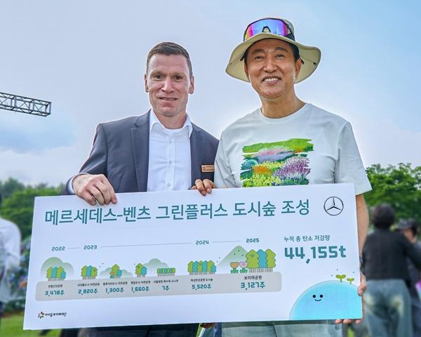 NSP통신-서울 보라매 공원 그린플러스 도시숲(메르세데스 벤츠 사회공헌위원회 마티아스 바이틀 의장과 오세훈 서울시장) (사진 = 메르세데스 벤츠 사회공헌위원회)