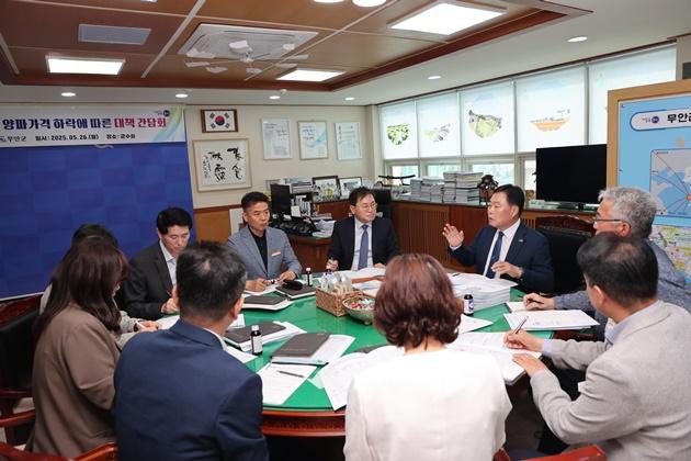 NSP통신-군수실에서 진행된 양파 가격하락에 따른 긴급 대책회의 (사진 = 무안군)