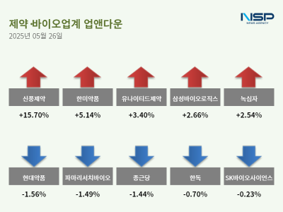 [NSP PHOTO][업앤다운] 제약주 상승…신풍제약↑·현대약품↓