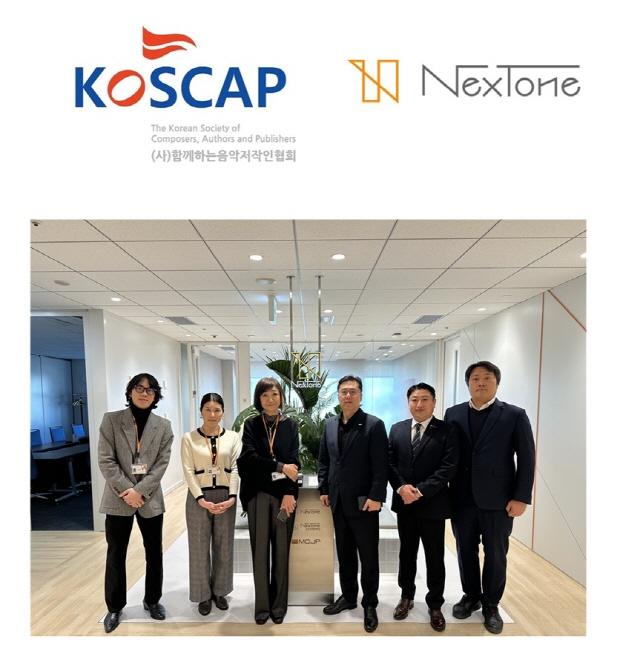 NSP통신-함께하는음악저작인협회와 넥스톤 일본 저작원 집중관리단체 관계자들이 저작원 관리계약을 체결하고 기념촬영을 하고 있다. (사진 = 함께하는음악저작인협회)