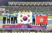 [NSP PHOTO]예천군청 나마디 조엘 진, 4*100mR 한국신기록 수립
