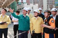 [NSP PHOTO]이상일 용인시장, 서천동 천공기 전도 사고 긴급 대응