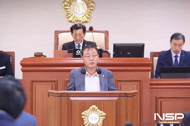 NSP통신-장수군의회 김남수 의원이 제376회 제1차 정례회 1차 본회의에서 5분 자유발언을 하고 있다. (사진 = 장수군의회)