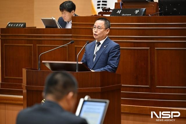 NSP통신-성중기 완주군의원이 14일 제294회 임시회 제1차 본회의 5분 자유발언을 통해 공영주차장 운영·관리 실태 개선을 촉구하고 있다. (사진 = 완주군의회)