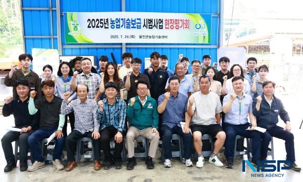 NSP통신-울진군은 지난 24일 농업기술보급 시범사업 추진상황을 점검하고 사업효과를 극대화하기 위해 현장평가회를 개최했다. (사진 = 울진군)