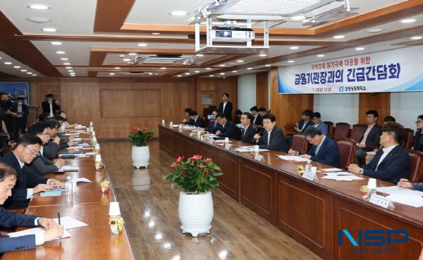 NSP통신-포항시는 29일 포항상공회의소 대회의실에서 열린 지역경제 위기 극복을 위한 금융기관장 간담회에서 철강산업 구조조정 등으로 어려움을 겪고 있는 지역경제의 회복을 위한 민·관·금융 협력 방안을 집중 논의했다. (사진 = 포항시)