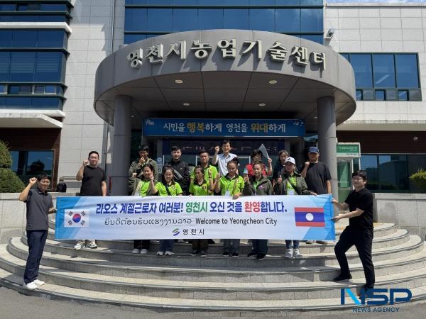 NSP통신-영천시는 31일 라오스와의 외국인 계절근로자 도입 업무협약에 따라 계절근로자 9명이 단체 입국했다고 밝혔다. (사진 = 영천시)