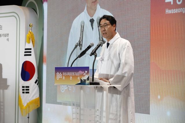 NSP통신-정명근 화성시장이 화성독립운동기념관 개관식에서 인사말을 하고 있다. (사진 = 화성시)