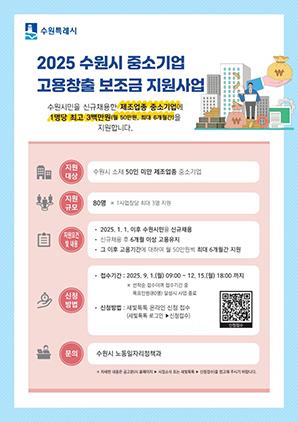 NSP통신-2025년 중소기업 고용창출 보조금 지원사업 안내문. (이미지 = 수원시)