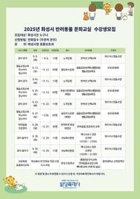 [NSP PHOTO]화성시, 반려동물 문화교실 수강생 모집