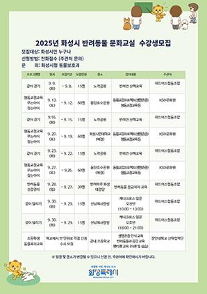 NSP통신-화성특례시 반려동물 문화교실 모집문. (이미지 = 화성시)