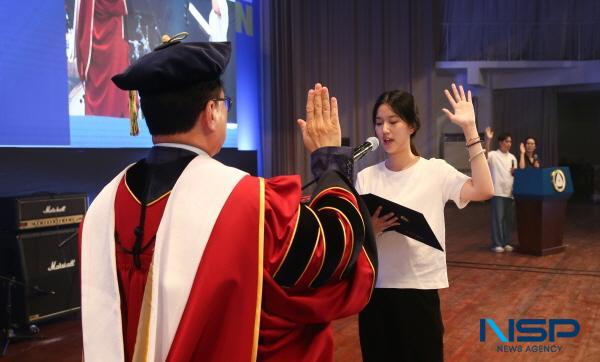 NSP통신-대구가톨릭대학교가 지난 4일 본교 대강당에서 2025학년도 2학기 외국인 유학생 입학식을 열었다. (사진 = 대구가톨릭대학교)