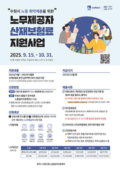 [NSP PHOTO]수원시 노동취약계층 산재보험료 신청하세요