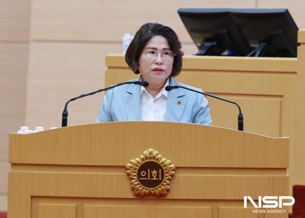NSP통신-김화신 의원이 제393회 임시회 본회의에서 학생맞춤통합지원법 관련 교육행정 질문을 하고 있다. (사진 = 전남도의회)