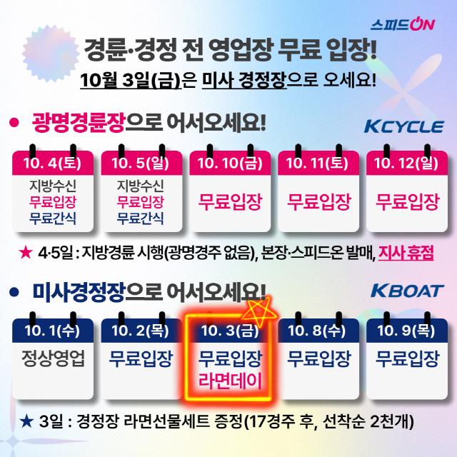 NSP통신-10월 경륜경정 경주 일정 및 이벤트. (이미지 = 국민체육진흥공단)