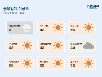 [NSP PHOTO][금융업계기상도]KB국민은행 비·IBK기업은행 흐림