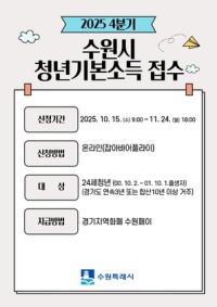 [NSP PHOTO]수원시, 2025년 4분기 청년기본소득 신청하세요