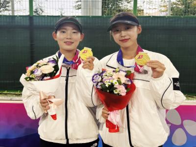 [NSP PHOTO]iM뱅크 소프트테니스팀,  제106회 전국체육대회 여자일반부 개인복식 금메달 획득