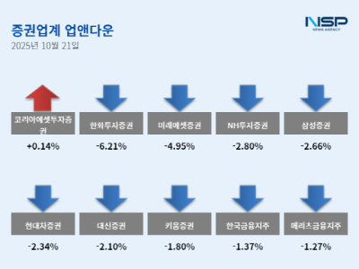 [NSP NEWS Image]업앤다운증권주 하락코리아에셋투자증권한화투자증권
