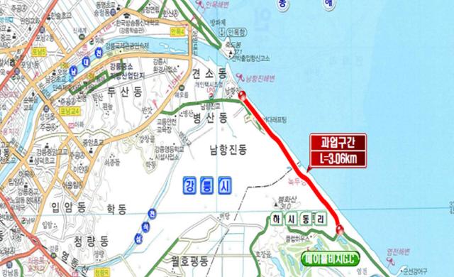 NSP통신-남항진-안인 해안도로 안내도. (이미지 = 강릉시)