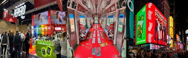 NSP통신-(왼쪽부터)롯데웰푸드가 아누가 2025에 첫 참가한 모습, 서울 지하철 2호선의 스트레이 키즈가 숨긴 빼빼로를 찾아줘! 이벤트 모습, 뉴욕 타임스스퀘어 TSX 브로드웨이 빌딩에서 송출되고 있는 빼빼로데이 글로벌 마케팅 캠페인 영상 (사진 = 롯데웰푸드 제공)